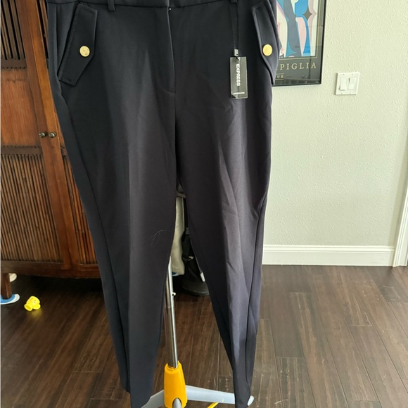 High waisted navy trousers - Picture 1 of 3